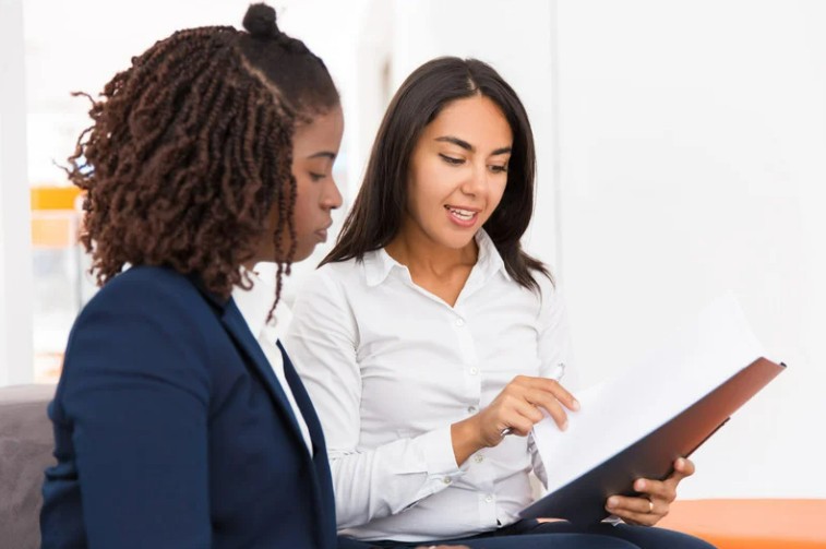 Lady receiving legal help with debt collection