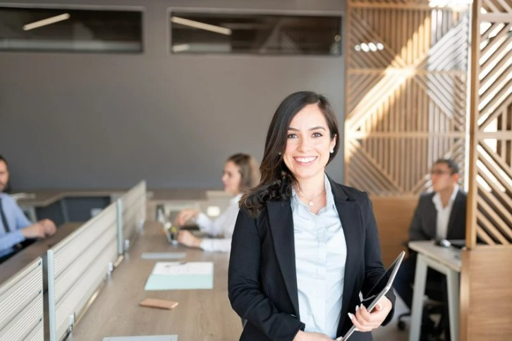 Business woman holding an Ipad